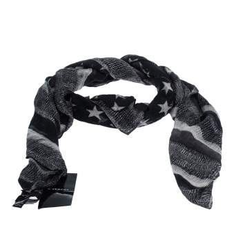 Pre Owned Givenchy Grey American Flag Print Modal Cashmere Scarf