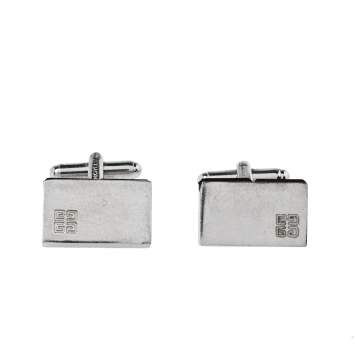 Pre Owned Givenchy Silver Tone Crystal Embedded Rectangle Cufflinks