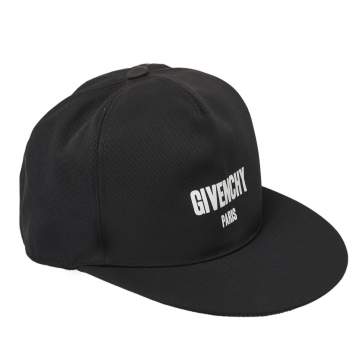 Pre Owned Givenchy Black Logo Print Canvas Cap