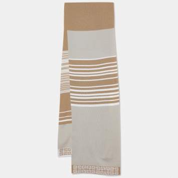 Pre Owned Givenchy Beige Striped Wool Scarf