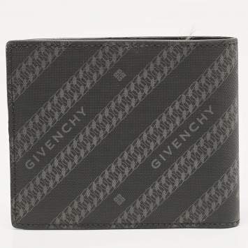 Pre Owned Givenchy Black Nylon Diagonal Logo Bifold Wallet