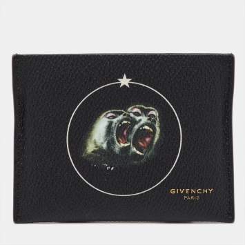Pre Owned Givenchy Black Leather Monkey Brothers Card Case