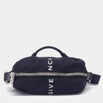 Pre Owned Givenchy Black Nylon Givenchy G Zip Trek Belt Bag
