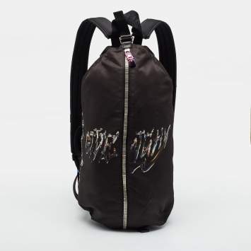 Pre Owned Givenchy x BSTROY G-Zip Black Nylon Printed Backpack 