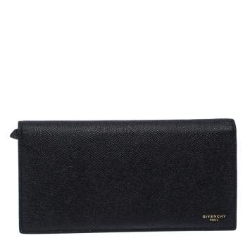 Pre Owned Givenchy Black Leather Bifold Flap Long Wallet