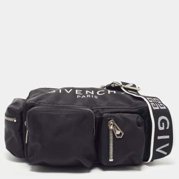 Pre Owned Givenchy Black Nylon Pandora Pocket Messenger Bag