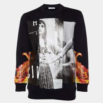 Pre Owned Givenchy Black Printed Cotton Sweatshirt S
