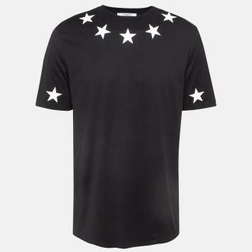 Pre Owned Givenchy Black Star Print Cotton T-Shirt M