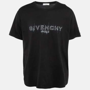 Pre Owned Givenchy Black Logo Printed Jersey T-Shirt XL