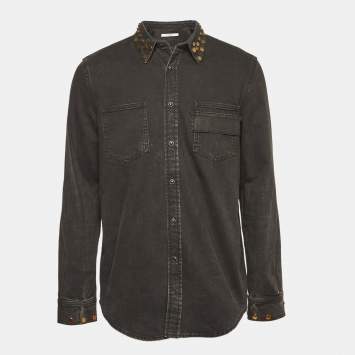 Pre Owned Givenchy Black Washed & Studded Denim Shirt XL