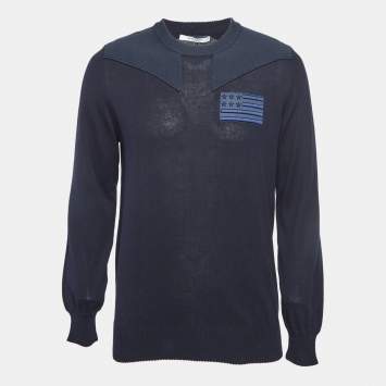 Pre Owned Givenchy Navy Blue Navy Blue Applique Detail Sweatshirt L