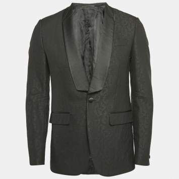 Pre Owned Givenchy Black Patterned Wool Blend Blazer S