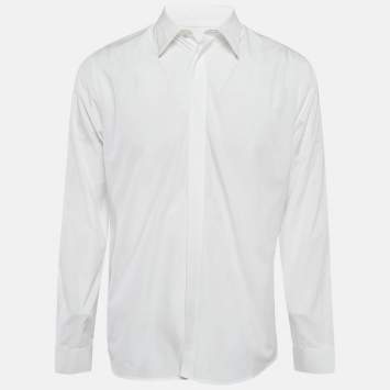 Pre Owned Givenchy White Cotton Collar Detail Shirt XL