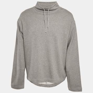 Pre Owned Givenchy Grey Cotton Knit High Neck Sweatshirt M