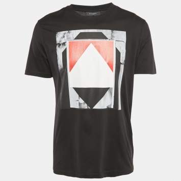 Pre Owned Givenchy Black Printed Cotton Crew Neck T-Shirt L