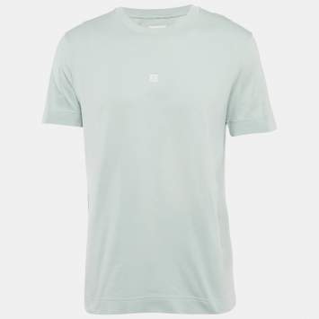 Givenchy Blue Logo Embroidered Cotton Crew Neck T-Shirt M