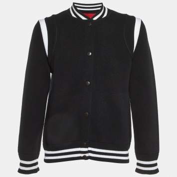Givenchy Black Wool Blend Button Front Bomber Jacket L