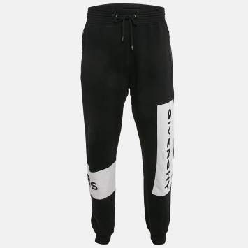 Pre Owned Givenchy Black Logo Embroidered Cotton Sweatpants L