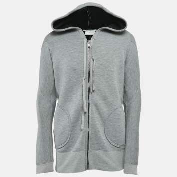 Pre Owned Givenchy Grey Neoprene Zip-Up Hoodie S
