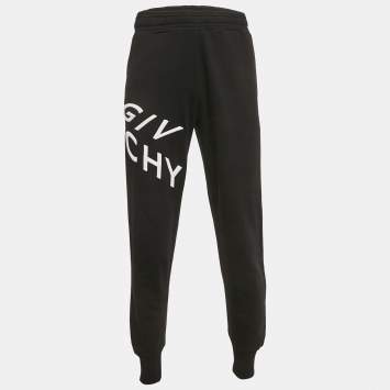 Pre Owned Givenchy Black Logo Embroidery Cotton Knit Joggers S