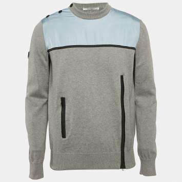 Givenchy Grey Cotton Colorblock Crew Neck Sweatshirt S