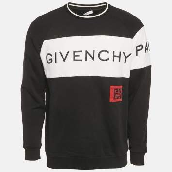 Pre Owned Givenchy Black/White Embroidered Cotton Sweatshirt XS