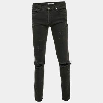 Pre Owned Givenchy Grey Ripped Denim Skinny Jeans L Waist 33"