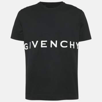 Pre Owned Givenchy Black Logo Embroidered Jersey Slim Fit T-Shirt L