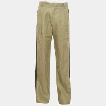 Pre Owned Givenchy Green Linen Panelled Trousers M