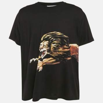 Pre Owned Givenchy Black Tiger Print Jersey T-Shirt XXL
