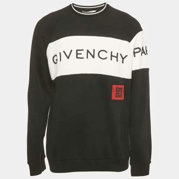 Pre Owned Givenchy Black Logo Embroidery Cotton Sweatshirt L