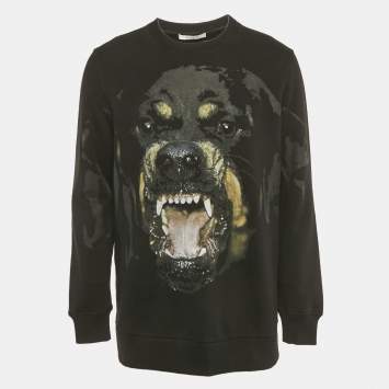 Pre Owned Givenchy Black Rottweiler Print Cotton Long Sleeve Sweatshirt M