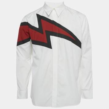 Pre Owned Givenchy White Cotton Thunder Panel Detail Button Front Shirt XXL