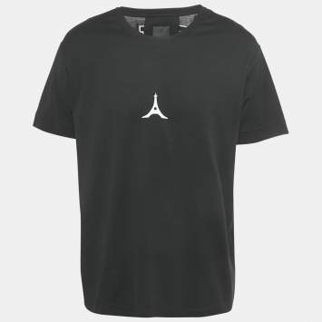 Pre Owned Givenchy Black Eiffel Embroidered Jersey Classic Fit T-Shirt L