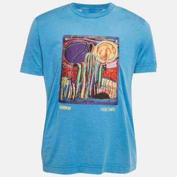 Pre Owned تي شيرت جيفنشي x جوش سميث أزرق جيرسي مقاس نحيف ميديمابليك (متوسط)