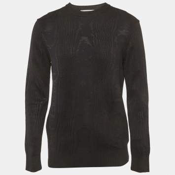 Pre Owned Givenchy Black Jacquard Knit Crewneck Sweatshirt M