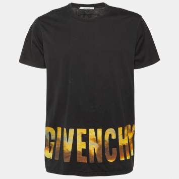 Pre Owned Givenchy Black Logo Printed Cotton Knit Oversized T-Shirt S