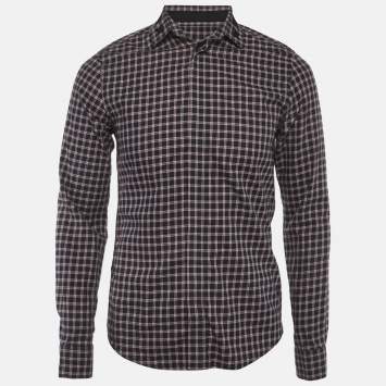 Pre Owned Givenchy Blue/Red Checked Cotton Twill Slim Fit Shirt S