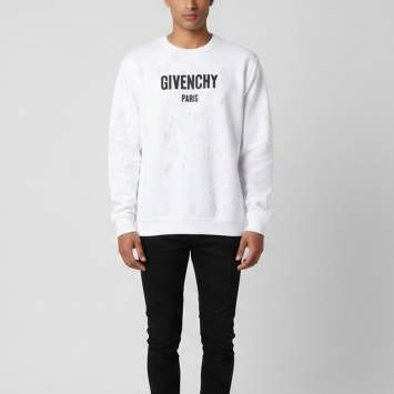 مملوكة مسبقًا Givenchy White Jersey Distressed Logo Sweater XL