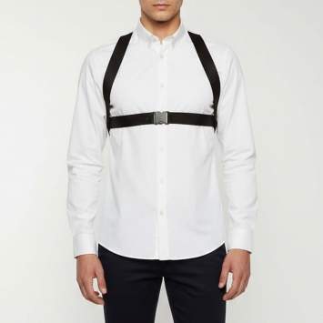 Pre Owned Givenchy White Cotton Black Harness Detail Shirt M