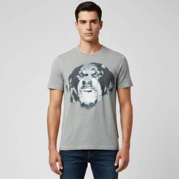 Pre Owned Givenchy Grey Rottweiler Print Jersey Cuban Fit T-Shirt S