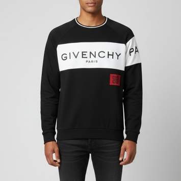Pre Owned Givenchy Black/White Logo Embroidered Cotton Crewneck Sweatshirt XL