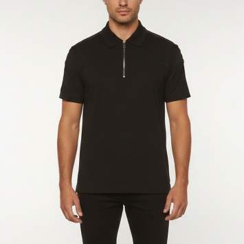 Pre Owned Givenchy Black Logo Stripe Piqué Knit Quarter Zip Polo T-Shirt XL