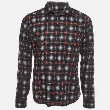Pre Owned Givenchy Black Check Print Cotton Long Sleeve Shirt L