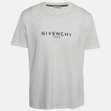 Pre Owned Givenchy White Printed Jersey Short Sleeve Crewneck T-Shirt XL 