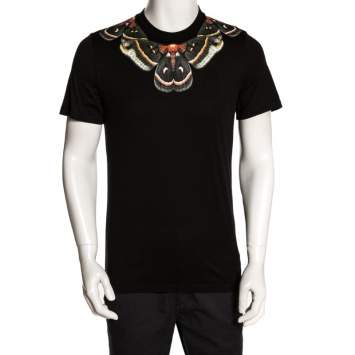 Pre Owned Givenchy Black Butterfly Print Cotton Crew Neck T-Shirt S