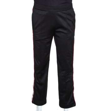 Pre Owned Givenchy Black Jersey Logo Tape Detail Track Pants L