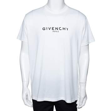 Pre Owned Givenchy White Logo Print Cotton Paris Vintage Oversized T-Shirt S