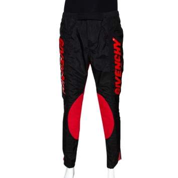 Pre Owned Givenchy Two Tone Logo Print Synthetic Track Pants M