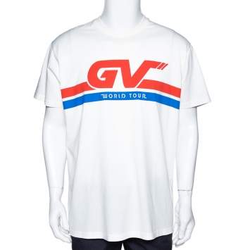 Pre Owned Givenchy Cream Cotton World Tour Print Oversized T Shirt S 